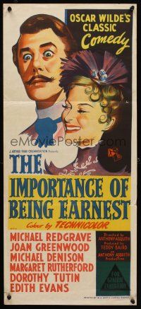 7m650 IMPORTANCE OF BEING EARNEST Aust daybill '53 Oscar Wilde's comedy, great stone litho!