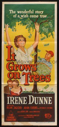 7m655 IT GROWS ON TREES Aust daybill '52 Irene Dunne & Dean Jagger picking money from tree!