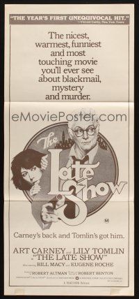 7m678 LATE SHOW Aust daybill '77 great artwork of Art Carney & Lily Tomlin by Richard Amsel!