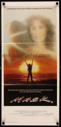 7m709 MASK Aust daybill '85 Cher, Eric Stoltz is Rocky Dennis, directed by Peter Bogdanovich