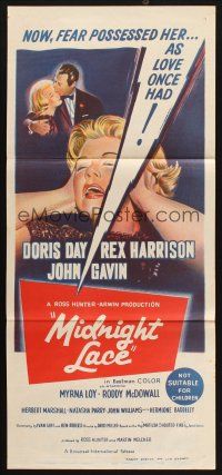 7m050 MIDNIGHT LACE Aust daybill '60 Rex Harrison, fear possessed Doris Day as love once had!