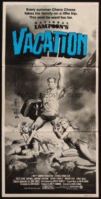 7m736 NATIONAL LAMPOON'S VACATION Aust daybill '83 sexy art of Chevy Chase by Boris Vallejo!