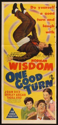 7m765 ONE GOOD TURN Aust daybill '54 Joan Rice, Shirley Abicair, cool art of Norman Wisdom!