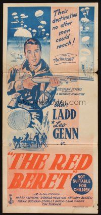 7m774 PARATROOPER Aust daybill '53 Alan Ladd, English Red Beret, a thousand thrills a second!