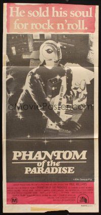 7m783 PHANTOM OF THE PARADISE Aust daybill '74 Brian De Palma, he sold his soul for rock n' roll!