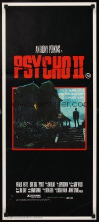 7m798 PSYCHO II Aust daybill '83 Anthony Perkins as Norman Bates, creepy image of classic house!