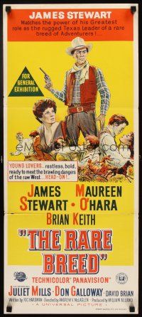 7m806 RARE BREED Aust daybill '66 Texas leader James Stewart, Maureen O'Hara & Brian Keith!