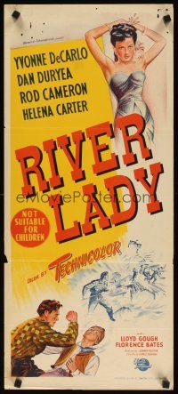 7m820 RIVER LADY Aust daybill '48 Yvonne De Carlo, Duryea, brawling story of lusty Mississippi!