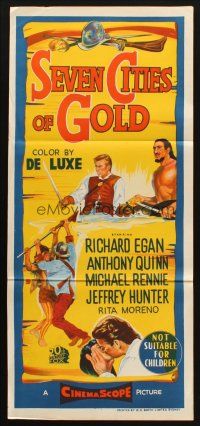 7m843 SEVEN CITIES OF GOLD Aust daybill '55 Richard Egan, Mexican Anthony Quinn, Michael Rennie!