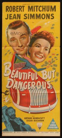 7m844 SHE COULDN'T SAY NO Aust daybill '54 stone litho Simmons & Mitchum, Beautiful But Dangerous!
