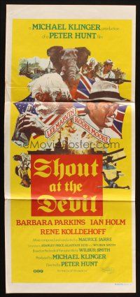 7m846 SHOUT AT THE DEVIL Aust daybill '76 different art of Lee Marvin, Roger Moore & cast!