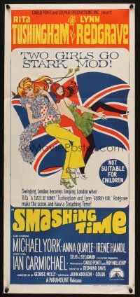 7m857 SMASHING TIME Aust daybill '67 Rita Tushingham & Lynn Redgrave go mod in swinging London!