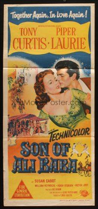 7m863 SON OF ALI BABA Aust daybill '52 stone litho art of Tony Curtis & sexy Piper Laurie!