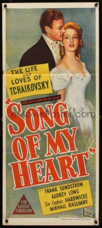 7m864 SONG OF MY HEART Aust daybill '48 romantic biography of Russian composer Tchaikovsky!