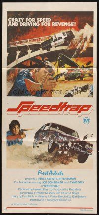 7m870 SPEEDTRAP Aust daybill '77 Joe Don Baker, Tyne Daly, cool fiery car chase art!