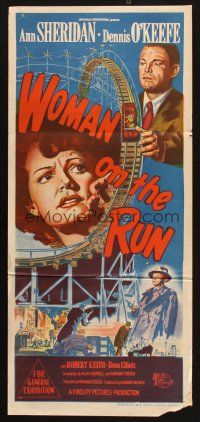7m100 WOMAN ON THE RUN Aust daybill '50 Ann Sheridan, Dennis O'Keefe, film noir!