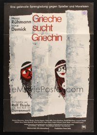 7m300 ONCE A GREEK German '66 Ruhmann, Irina Demick, cool art of man looking at naked woman!