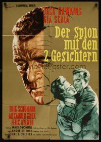7m324 TWO-HEADED SPY German '58 Jack Hawkins, Gia Scala, fantastic exploits of master spy!