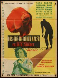 7m208 LOS QUE NO DEBEN NACER Mexican poster '53 Sara Garcia, Gustavo Rojo, cool dramatic art!