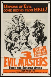 7r130 3 EVIL MASTERS 1sh '80 every kind of kung-fu, cool action artwork!