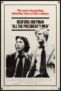 7r156 ALL THE PRESIDENT'S MEN 1sh '76 Dustin Hoffman & Robert Redford as Woodward & Bernstein!
