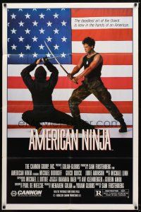 7r164 AMERICAN NINJA 1sh '85 Michael Dudikoff, martial arts action, super cheesy image!