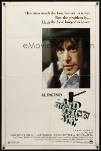 7r167 AND JUSTICE FOR ALL 1sh '79 directed by Norman Jewison, Al Pacino fights back!