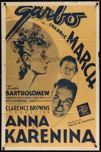 7r173 ANNA KARENINA 1sh R48 beautiful Greta Garbo, Fredric March, Freddie Bartholomew!