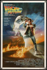 7r196 BACK TO THE FUTURE NSS style 1sh '85 Zemeckis, art of Michael J. Fox & Delorean by Drew!