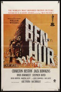 7r212 BEN-HUR 1sh R74 Charlton Heston, William Wyler classic religious epic, cool chariot art!