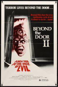 7r221 BEYOND THE DOOR II 1sh '78 Mario Bava's Schock, creepy art of girl with bloody razor!