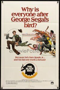 7r234 BLACK BIRD 1sh '75 George Segal, Maltese Falcon parody, great art by Drew Struzan!