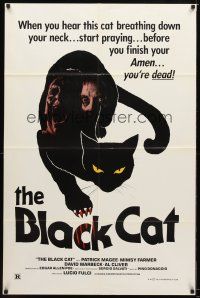 7r235 BLACK CAT 1sh '84 Lucio Fulci's Il Gatto Nero, cool feline horror art!