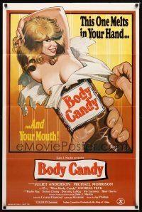 7r255 BODY CANDY video/theatrical 1sh '80 John Holmes, Juliet Anderson, fantastic sexy artwork!