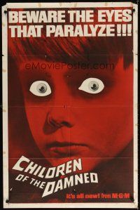 7r322 CHILDREN OF THE DAMNED 1sh '64 beware the creepy kid's eyes that paralyze!