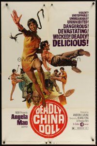 7r352 DEADLY CHINA DOLL 1sh '73 The Opium Trail, sexy Angela Mao, violent & delicious!