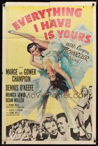 7r377 EVERYTHING I HAVE IS YOURS 1sh '52 full-length art of Marge & Gower Champion dancing!