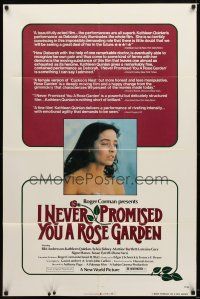7r440 I NEVER PROMISED YOU A ROSE GARDEN 1sh '77 close-up of mental patient Kathleen Quinlan!
