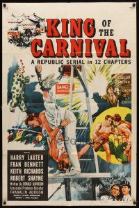 7r055 KING OF THE CARNIVAL 1sh '55 Republic serial, artwork of circus performers!