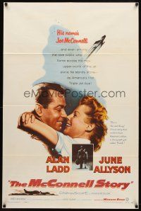7r560 McCONNELL STORY 1sh '55 Alan Ladd is America's first triple jet ace, June Allyson!