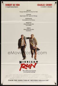 7r574 MIDNIGHT RUN advance 1sh '88 Robert De Niro with Charles Grodin who stole $15 million!