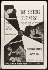 7r591 MY SISTER'S BUSINESS 1sh '70 lesbian sexploitation, Constance Sirifem, Luann Cox!