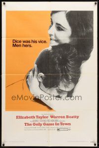 7r629 ONLY GAME IN TOWN 1sh '69 Elizabeth Taylor & Warren Beatty in love in Vegas!