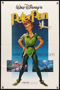 7r663 PETER PAN 1sh R82 Walt Disney animated cartoon fantasy classic, great full-length art!