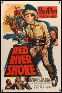 7r735 RED RIVER SHORE 1sh '53 cool full-length artwork of cowboy Rex Allen pointing gun!