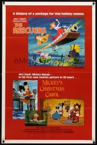 7r743 RESCUERS/MICKEY'S CHRISTMAS CAROL 1sh '83 Disney package for the holiday season!