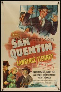 7r096 SAN QUENTIN style A 1sh '47 Lawrence Tierney, Barton MacLane, Marian Carr, film noir!