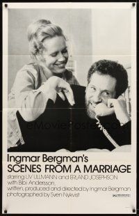 7r792 SCENES FROM A MARRIAGE 1sh '74 Ingmar Bergman, Liv Ullmann, Erland Josephson