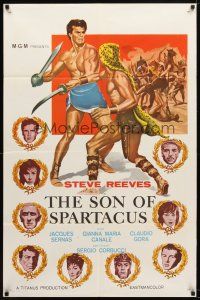 7r832 SLAVE 1sh '63 Il Figlio di Spartacus, art of Steve Reeves as the son of Spartacus!