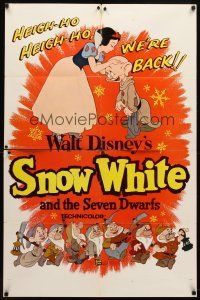 7r839 SNOW WHITE & THE SEVEN DWARFS 1sh R58 Walt Disney animated cartoon fantasy classic!